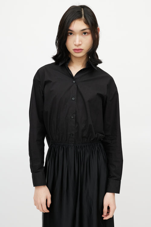 MM6 Maison Margiela Black Cotton 
Satin Slip Shirt Dress