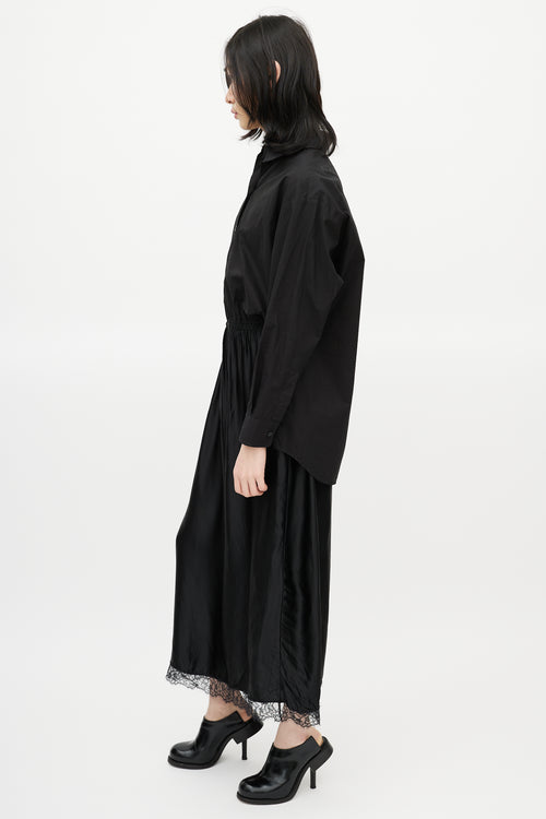 MM6 Maison Margiela Black Cotton 
Satin Slip Shirt Dress