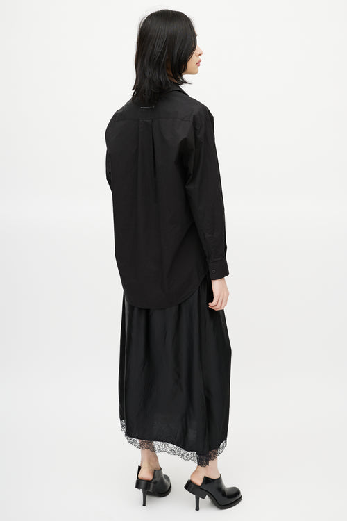 MM6 Maison Margiela Black Cotton 
Satin Slip Shirt Dress