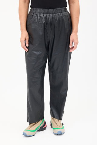 MM6 Maison Margiela Black Faux Leather Tapered Trouser