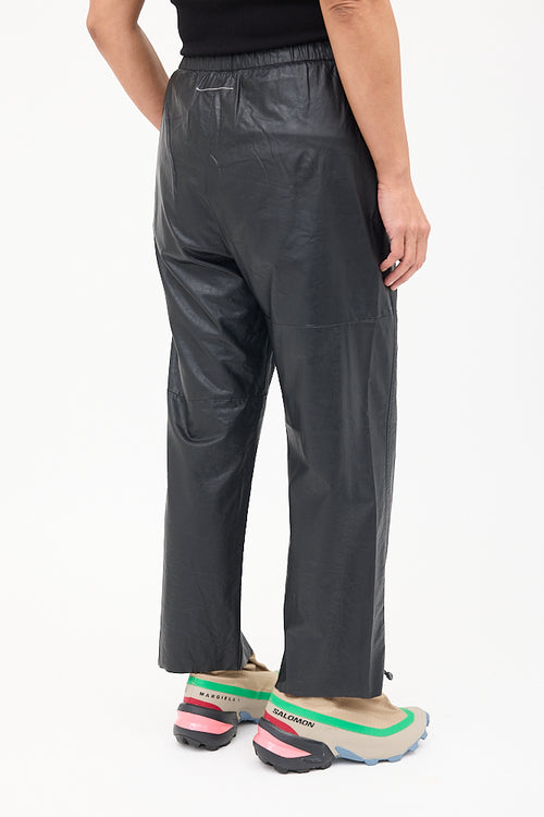 MM6 Maison Margiela Black Faux Leather Tapered Trouser