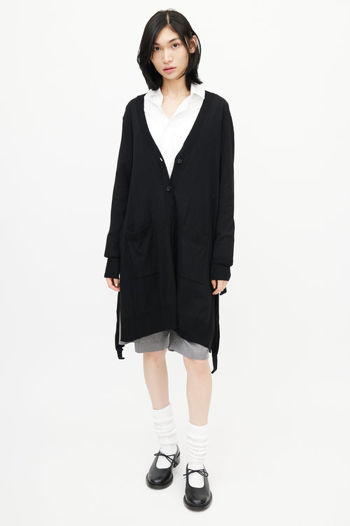 MM6 Maison Margiela Black Knit Tie Cardigan