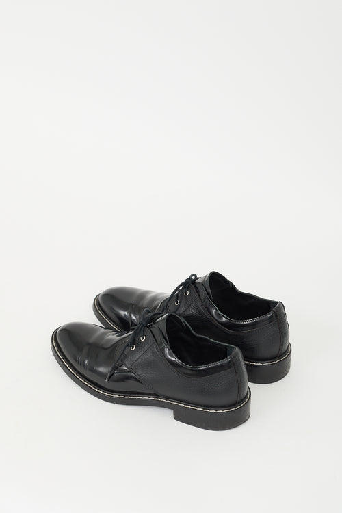 MM6 Maison Margiela Black Leather Contrast Stitch Derby