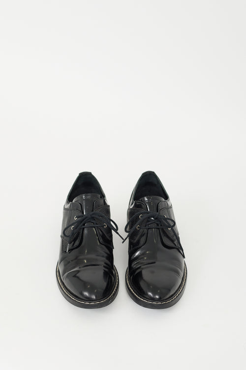 MM6 Maison Margiela Black Leather Contrast Stitch Derby