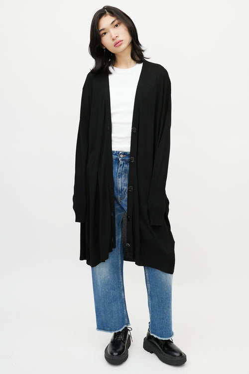 MM6 Maison Margiela Black Long Logo Cardigan