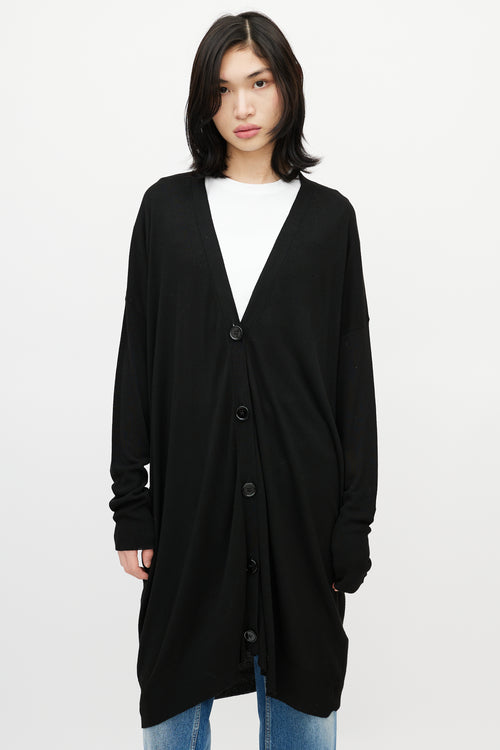 MM6 Maison Margiela Black Long Logo Cardigan