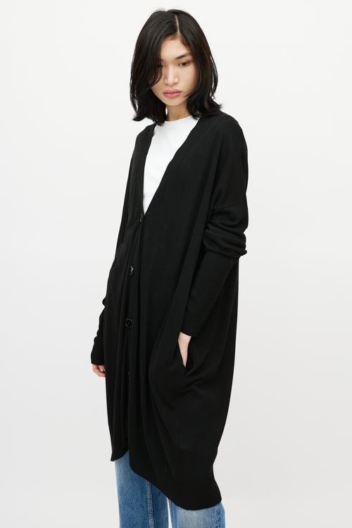 MM6 Maison Margiela Black Long Logo Cardigan