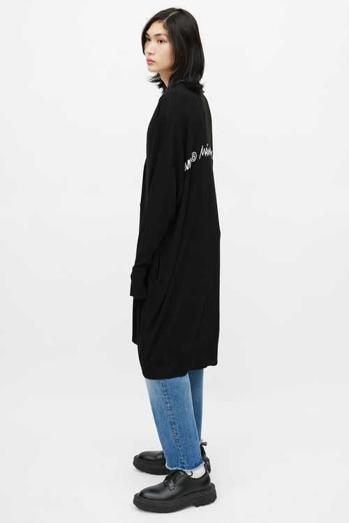 MM6 Maison Margiela Black Long Logo Cardigan