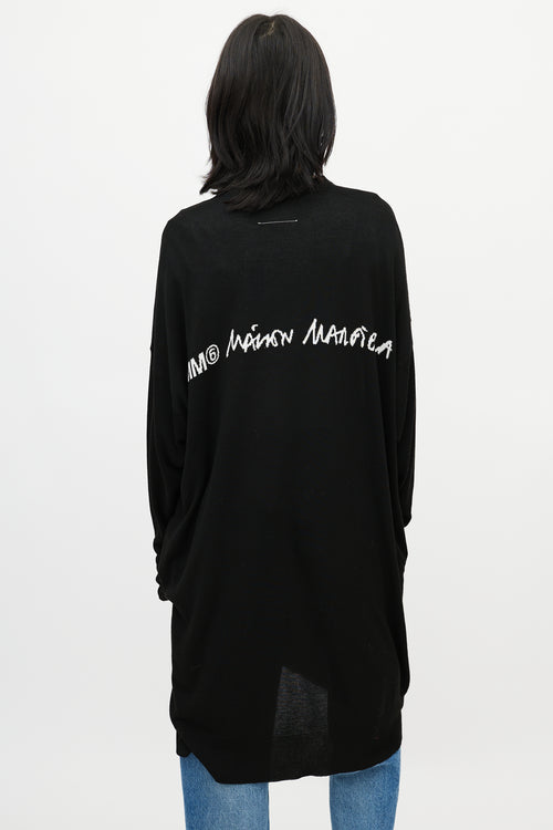 MM6 Maison Margiela Black Long Logo Cardigan