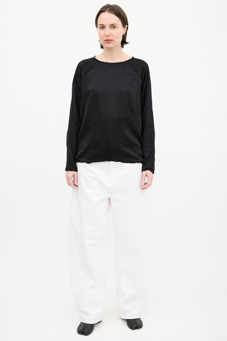 MM6 Maison Margiela Black Satin Panelled Top