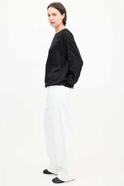 MM6 Maison Margiela Black Satin Panelled Top