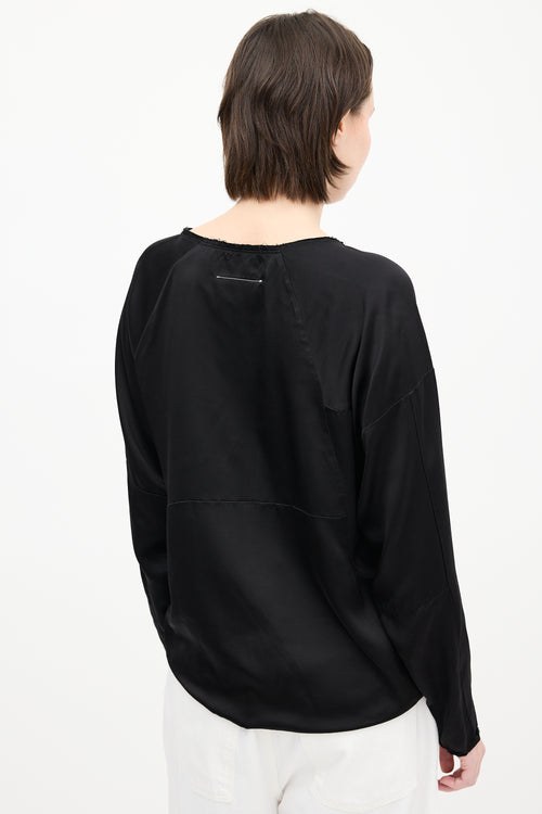 MM6 Maison Margiela Black Satin Panelled Top