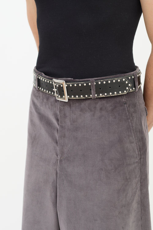 MM6 Maison Margiela Black 
Silver Distresssed Leather Studded Belt