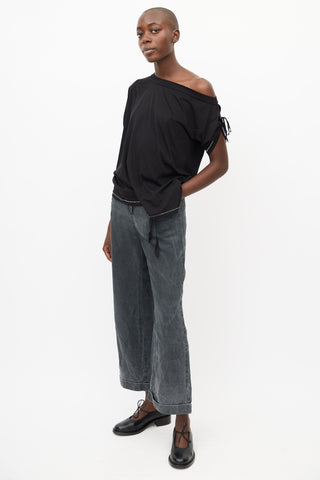 MM6 Maison Margiela Black Washed Wide Leg Trouser