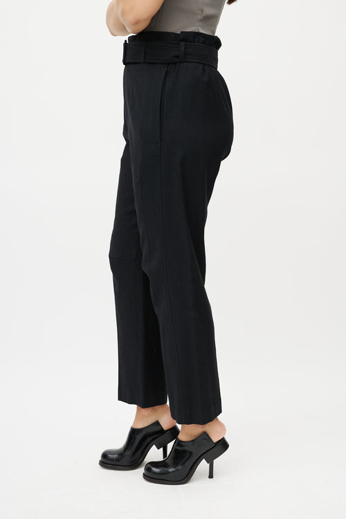 MM6 Maison Margiela Black Wool Belted Trouser