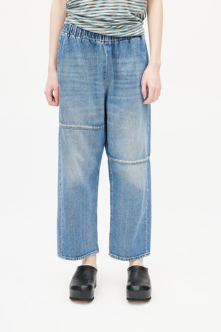 MM6 Maison Margiela Blue Asymmetrical Panelled Denim Trouser