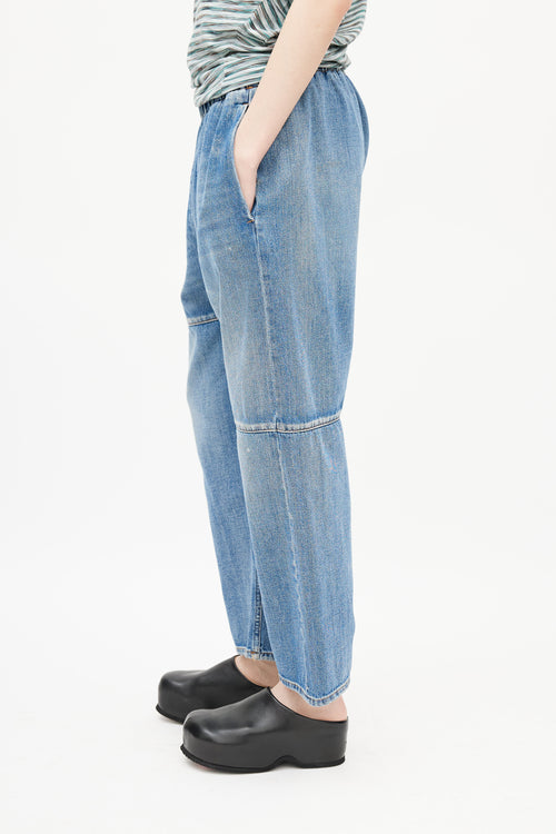 MM6 Maison Margiela Blue Asymmetrical Panelled Denim Trouser