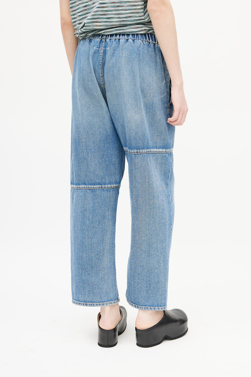 MM6 Maison Margiela Blue Asymmetrical Panelled Denim Trouser