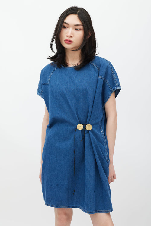 MM6 Maison Margiela Blue 
Gold Denim Dress