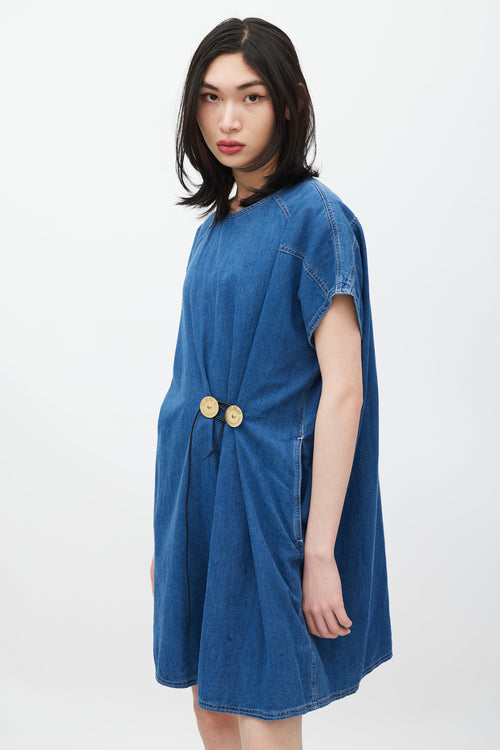 MM6 Maison Margiela Blue 
Gold Denim Dress