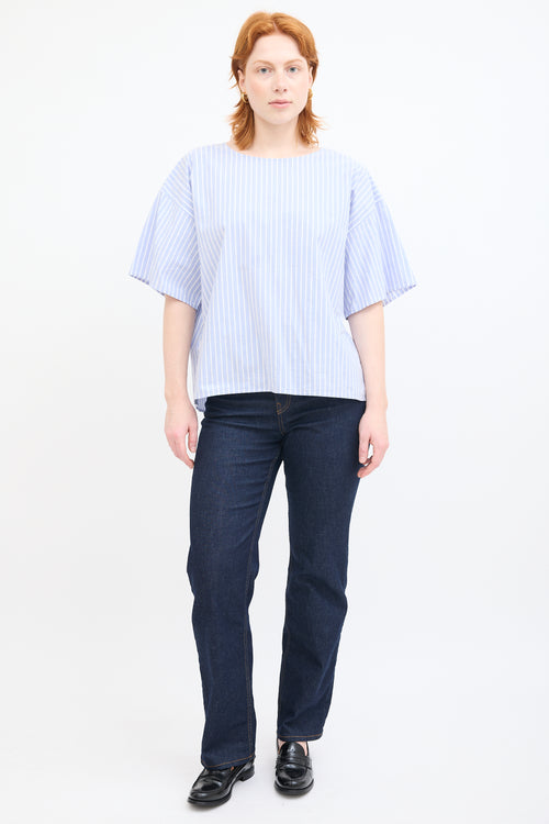 MM6 Maison Margiela Blue 
White Striped T-Shirt