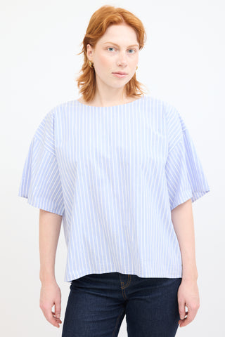 MM6 Maison Margiela Blue 
White Striped T-Shirt