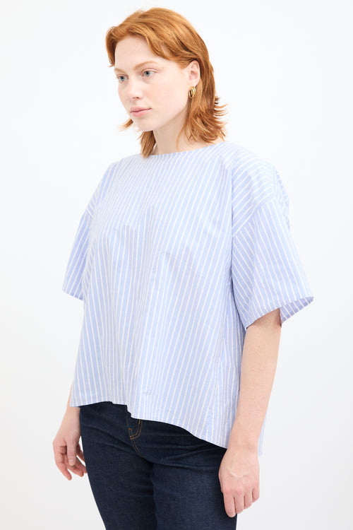 MM6 Maison Margiela Blue 
White Striped T-Shirt