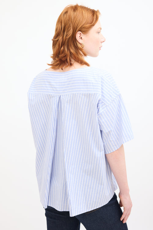 MM6 Maison Margiela Blue 
White Striped T-Shirt