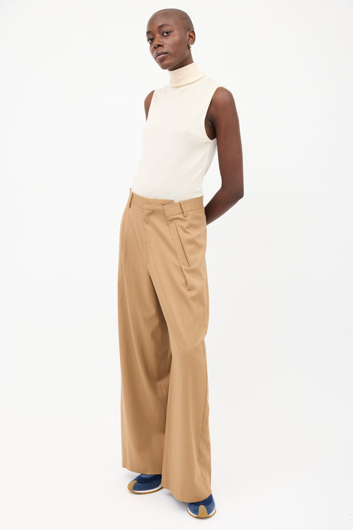 MM6 Maison Margiela Brown Asymmetrical Wide Leg Trouser