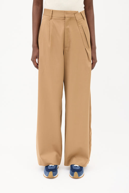 MM6 Maison Margiela Brown Asymmetrical Wide Leg Trouser