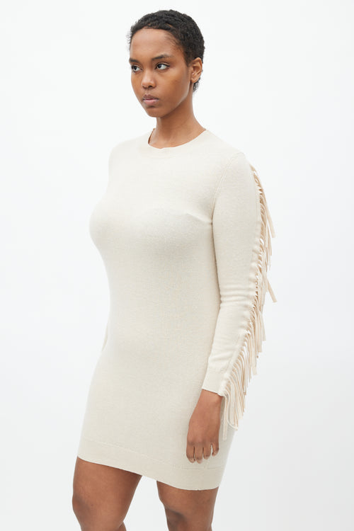 MM6 Maison Margiela Cream Fringe Sweater Dress