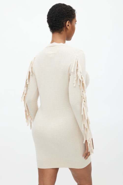 MM6 Maison Margiela Cream Fringe Sweater Dress