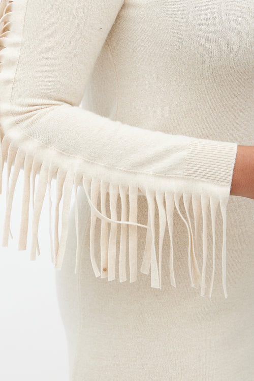 MM6 Maison Margiela Cream Fringe Sweater Dress