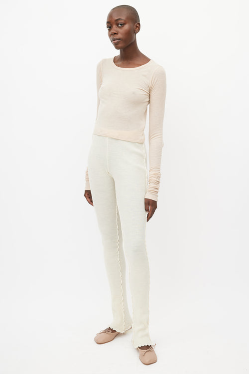 MM6 Maison Margiela Cream Ribbed Knit Trouser