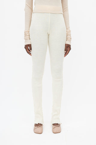 MM6 Maison Margiela Cream Ribbed Knit Trouser