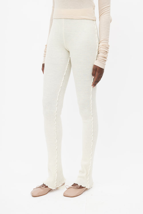 MM6 Maison Margiela Cream Ribbed Knit Trouser