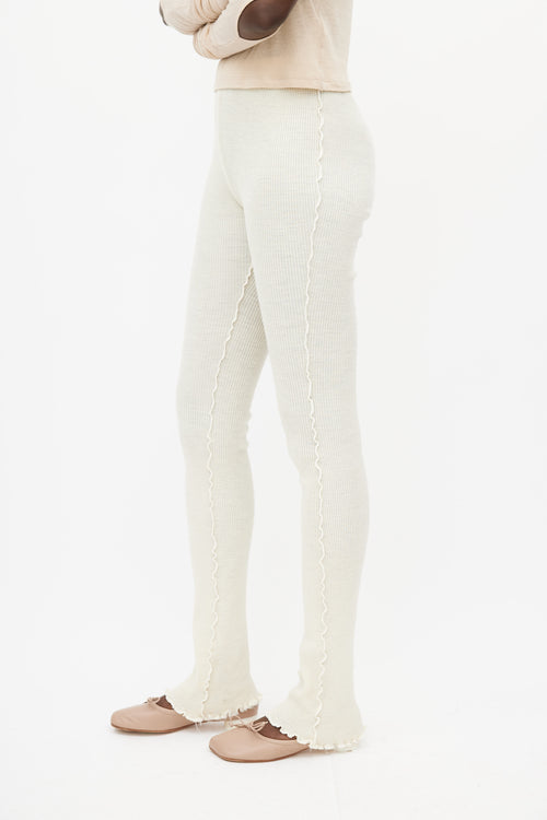 MM6 Maison Margiela Cream Ribbed Knit Trouser