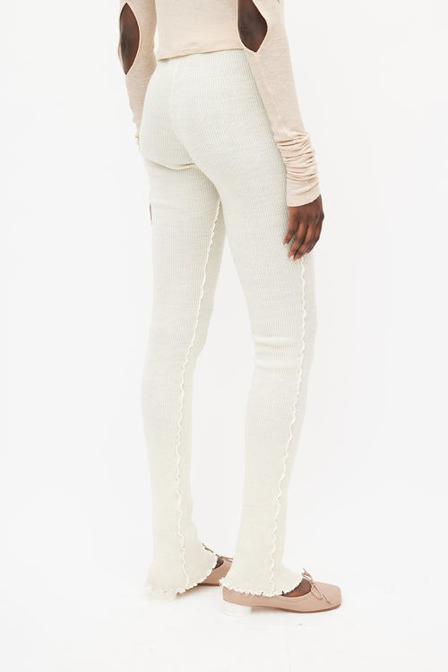 MM6 Maison Margiela Cream Ribbed Knit Trouser