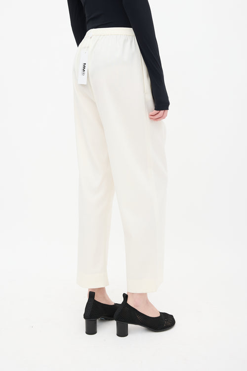 MM6 Maison Margiela Cream Straight Leg Trouser