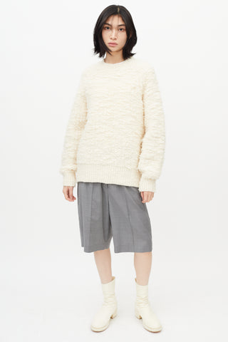 MM6 Maison Margiela Cream Wool Boucle Knit Sweater