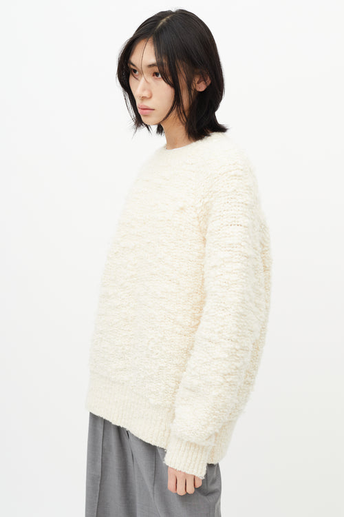 MM6 Maison Margiela Cream Wool Boucle Knit Sweater