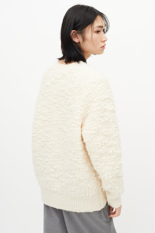 MM6 Maison Margiela Cream Wool Boucle Knit Sweater