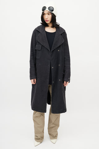 MM6 Maison Margiela Dark Grey Canvas Trench Coat