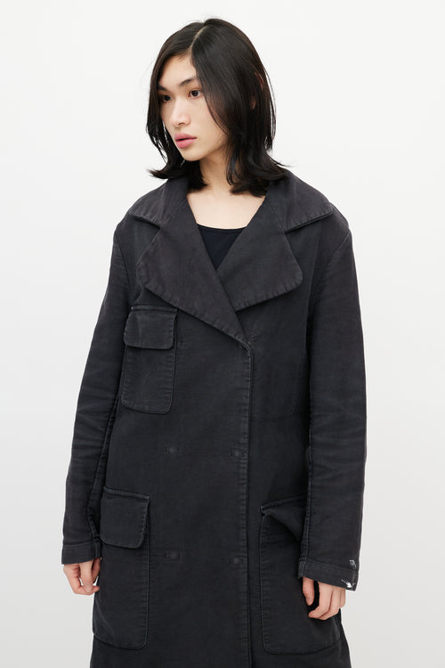 MM6 Maison Margiela Dark Grey Canvas Trench Coat