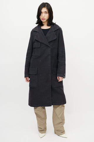 MM6 Maison Margiela Dark Grey Canvas Trench Coat