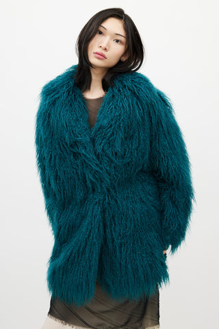 MM6 Maison Margiela Green Faux Fur Coat