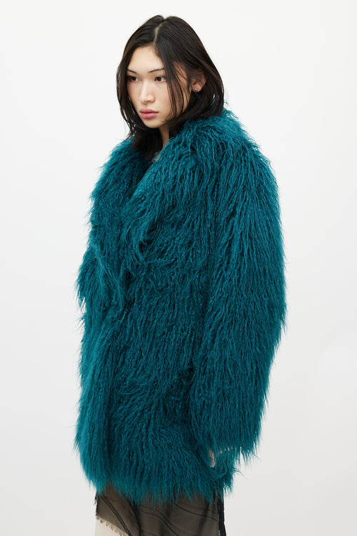 MM6 Maison Margiela Green Faux Fur Coat