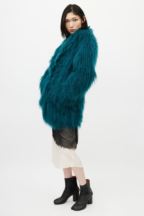 MM6 Maison Margiela Green Faux Fur Coat