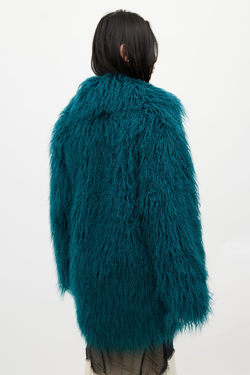 MM6 Maison Margiela Green Faux Fur Coat