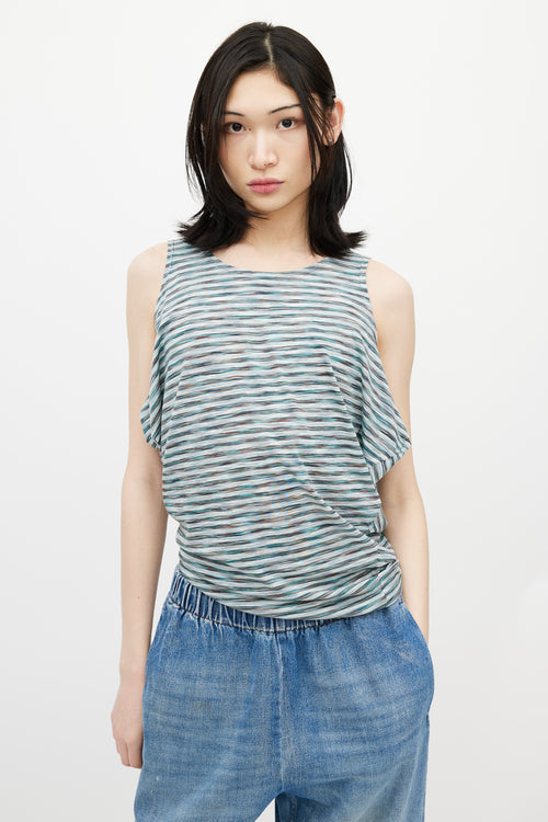 MM6 Maison Margiela Green 
Multicolour Striped Top